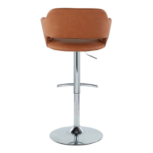 English Elm Margarite Adjustable Barstool Set Of 2 - Stylish Chrome And Brown Faux Leather With 360° Swivel B202S00968