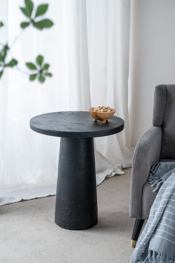 English Elm 22x22x25.5" Magnesium Round Side Table in Black — Pedestal Base, Versatile Nightstand & Accent Piece W2078P203271