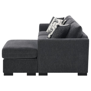 English Elm Pacheco Charcoal Fabric Sleeper Sectional with Chaise Pocket Coil Cushions Modern Living B062P451783