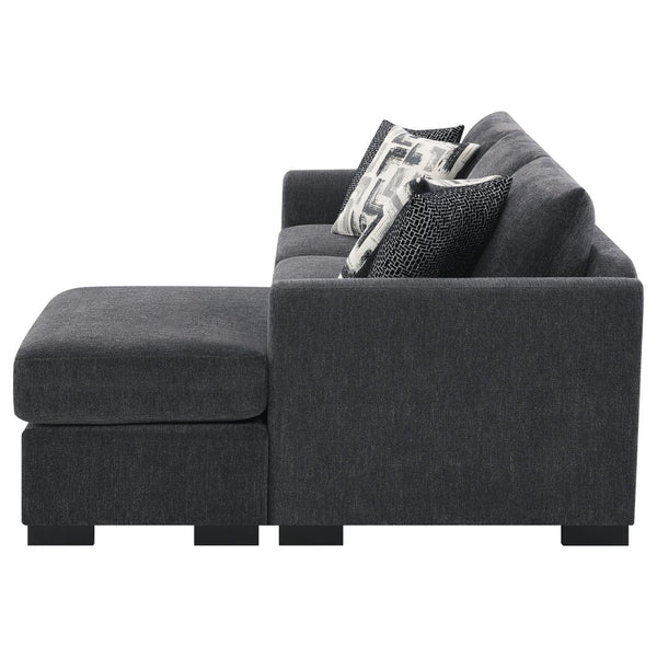 English Elm Pacheco Charcoal Fabric Sleeper Sectional with Chaise Pocket Coil Cushions Modern Living B062P451783