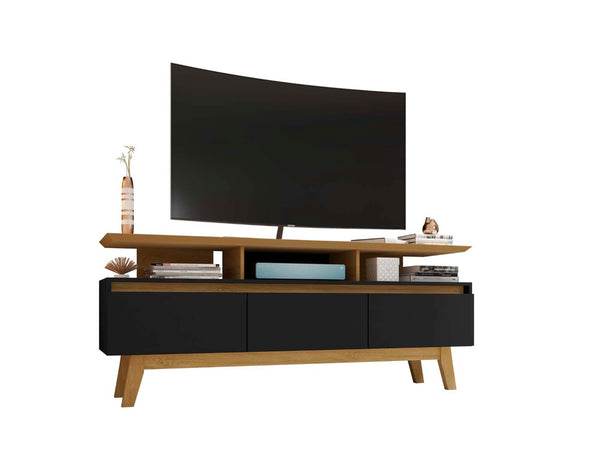 English Elm Yonkers 63" Modern Black Tv Stand With Storage & Cable Management For Sleek Living Room Style B365P398395-GIGA