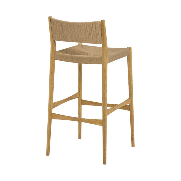 English Elm Erie Solid Oak Bar Stool with Woven Paper Cord Seat for Kitchen Island or Home Bar B2736P464817