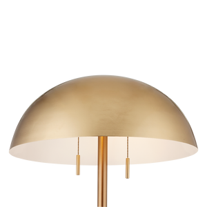 Miles Floor Lamp - Mid-Century Modern Design with Unique Travertine Base & Elegant Brass Shade