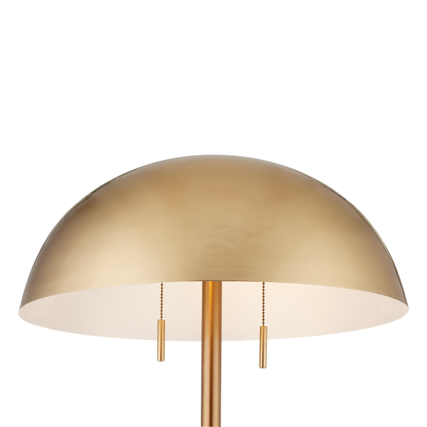 Miles Floor Lamp - Mid-Century Modern Design with Unique Travertine Base & Elegant Brass Shade