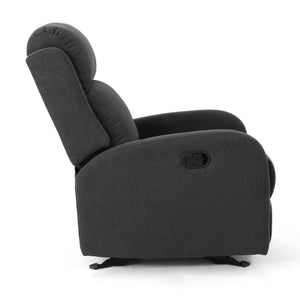 English Elm Christopher Knight Home® - 25" Plush Waterfall Backrest Manual Rocker Recliner with Curved Arms and Smooth Lever Recline Dark Gray 62805.00DGRY