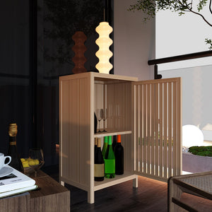 English Elm Bathroom Bamboo Storage Cabinet – Slim Freestanding Natural Wood Cabinet with Door & Shelf for Multifunctional Space Saving Use W2207P198047