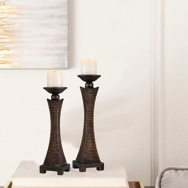 English Elm 12" Polyresin Candleholders Paisley Silver Lacquer Ornate Pair for Mantel Display B072116556
