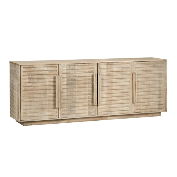 Crestview Collection 4-door Solid Mango Wood Media Sideboard With Grooved Paneling, Ample Storage, And Elegant Design Brown Solid Wood Cvfnr4825