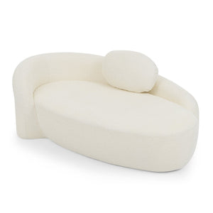 English Elm Modern Oval Boucle Lounge Chair Sculptural Integrated Armrest for Bedroom Living Room Beige W487P456129