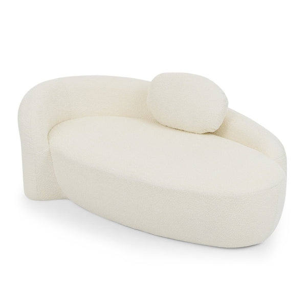 English Elm Modern Oval Boucle Lounge Chair Sculptural Integrated Armrest for Bedroom Living Room Beige W487P456129