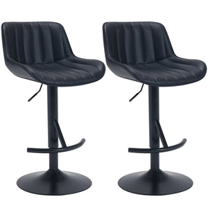 English Elm Adjustable Swivel Bar Stools Set Of 2 - Luxurious Black Kitchen Counter Chairs With Ergonomic Support W2195P205831