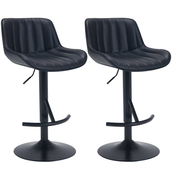 English Elm Adjustable Swivel Bar Stools Set Of 2 - Luxurious Black Kitchen Counter Chairs With Ergonomic Support W2195P205831
