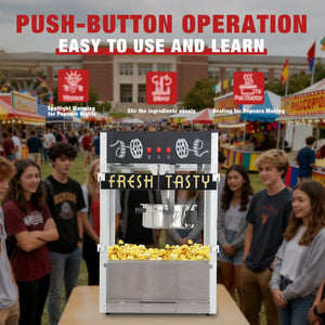 English Elm Commercial Retro Cinema Popcorn Machine 30 Oz Kettle 1650w for Parties and Theater Black W2841P337591