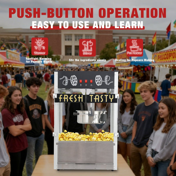 English Elm Commercial Retro Cinema Popcorn Machine 30 Oz Kettle 1650w for Parties and Theater Black W2841P337591