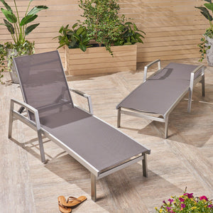 English Elm Christopher Knight Home® - OXTON Chaise Lounge with Breathable Nylon Mesh, Ergonomic Recline and Sleek Low-Profile Design for Comfort Grey 62753.00MP2