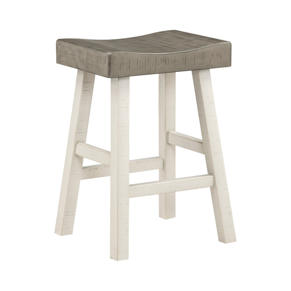 English Elm Transitional Counter Height Stools Set of 2 — 24" Rustic Accent Solid Rubberwood Seats for Islands Coffee,White 39.75 L x 20 W x 9.25 H B011P284440