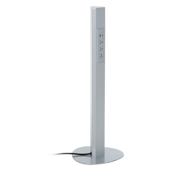 OSP Home Furnishings Power Anywhere Station Slim Metal Tower with 3 Ac Outlets and Usb Ports for Any Room Silver PAS311-36SV