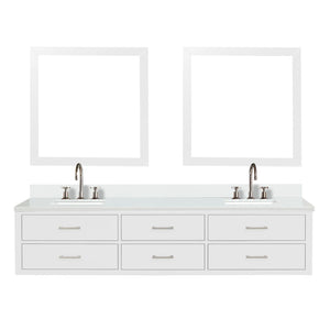 English Elm White Double Bath Vanity Set - 84" W X 22" D, Cultured Marble Top, Chrome Faucets & 36" Mirrors B2731S01845-GIGA