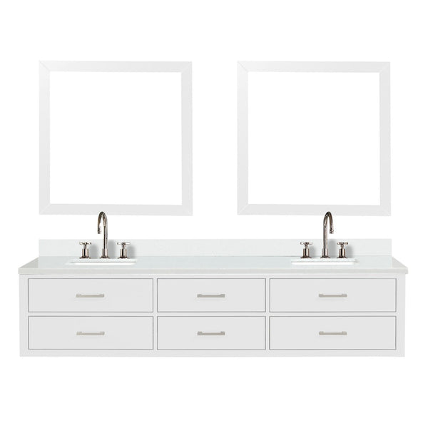 English Elm White Double Bath Vanity Set - 84" W X 22" D, Cultured Marble Top, Chrome Faucets & 36" Mirrors B2731S01845-GIGA