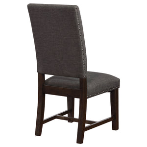 English Elm 2pc Parsons Dining Chairs Set Upholstered Armless Side Chairs with Nailhead Trim and Smoke Legs Warm Grey 44.1 L x 20.48 W x 18.71 H B011P311401