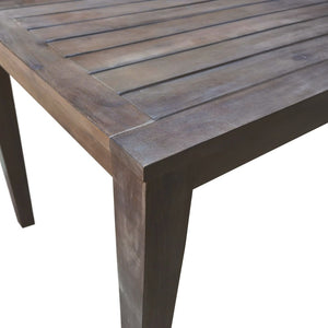 English Elm U_style Solid Acacia Wood Patio Dining Set Six Stackable Chairs Cushions Modern Outdoor Gray WY000459AAE