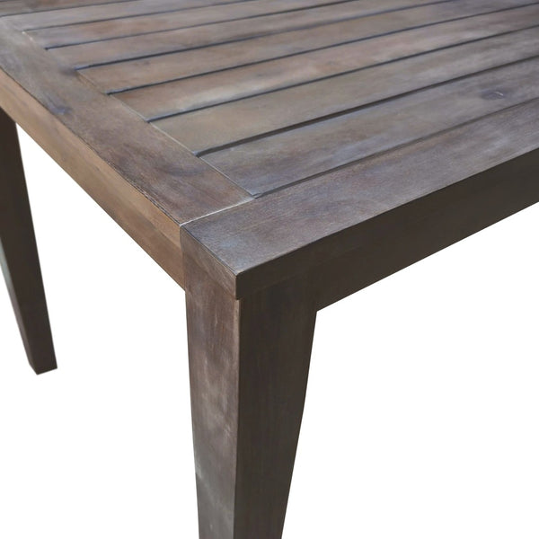English Elm U_style Solid Acacia Wood Patio Dining Set Six Stackable Chairs Cushions Modern Outdoor Gray WY000459AAE