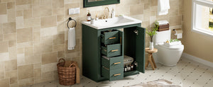 English Elm 30'' Elegant Bathroom Vanity Set With Ceramic Sink, Solid Wood Frame, Soft-Close Doors & Smart Storage N710P191970F