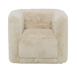 English Elm Upendo Beige Yakety Yak Sand Chair with Swivel — Upholstered Full-Foam Seat, 360° Rotation, Durable Wood Frame B2726P253207