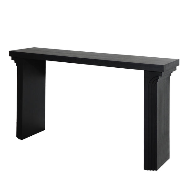 English Elm 58in Modern Minimalist Black Console Table – Sleek Engineered Wood Entryway Accent with Sturdy Legs and Matte Finish W2729P252797