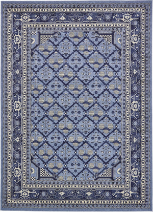 Unique Loom La Jolla Trellis Machine Made Geometric Rug Blue, Blue/Ivory/Navy Blue/Light Blue 7' 10" x 11' 4"