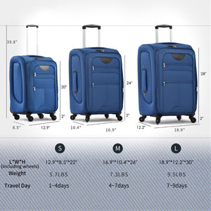 English Elm Softside Expandable Spinner Luggage 3 Piece Set with Tsa Lock and 360 Wheels Blue PP283608AAC