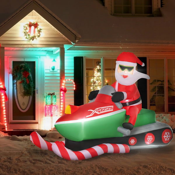 English Elm Homcom 7Ft Inflatable Santa Claus On Snowmobile - Led Lighted Outdoor Christmas Decor For Yards W2225P249955