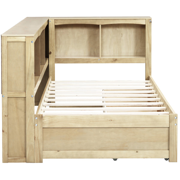 English Elm Twin Twin Size Daybed with USB Charging, Two Storage Drawers & Shelves, Sturdy MDF Frame, 300lb Capacity Wood GX000396AAD