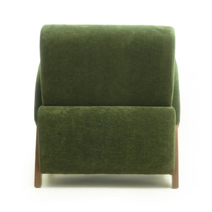 English Elm Lounge Accent Chair Velvet Upholstered Seat with Birch Legs for Compact Living Spaces Dark Green W2901P463303