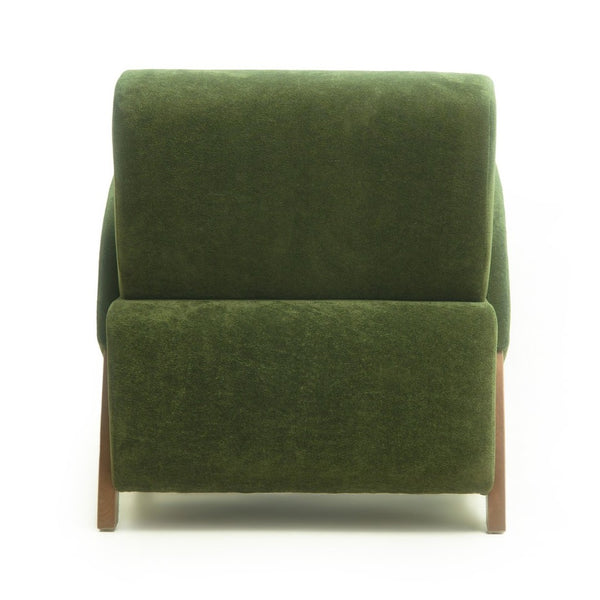 English Elm Lounge Accent Chair Velvet Upholstered Seat with Birch Legs for Compact Living Spaces Dark Green W2901P463303