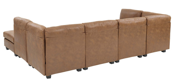 English Elm Faux Leather Modular Sectional Sofa Reconfigurable Pu Upholstery Living Room B2748S00044