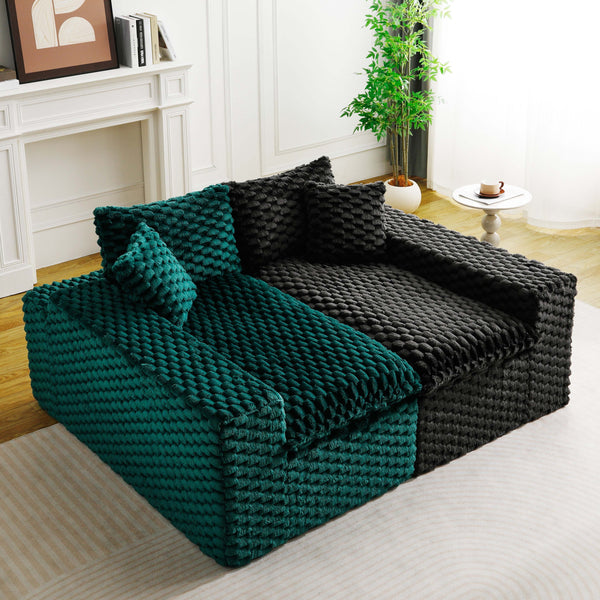 English Elm Luxury Color-Block Turtle Velvet Sofa - Versatile & Stylish Seating For Cozy Living Room Gatherings W3371S00052