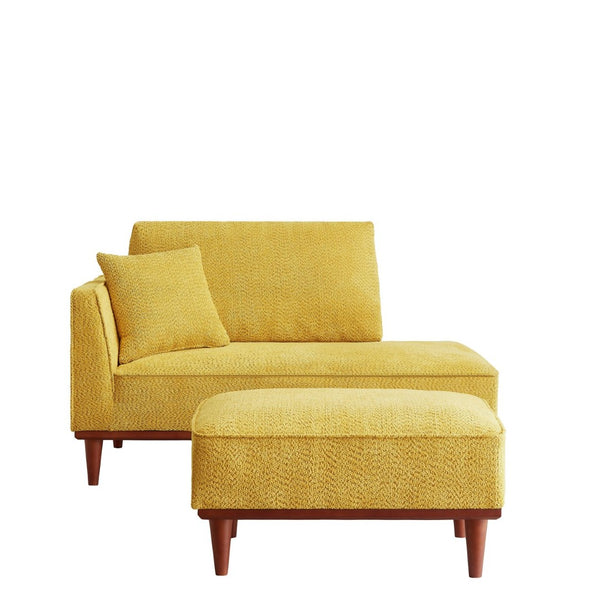 English Elm Indoor Boucle Chaise Lounge with Detachable Ottoman Convertible Daybed Bedroom Reading Nook Yellow W5515P438684