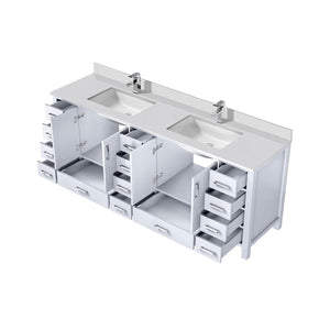 English Elm White Double Bath Vanity With Cultured Marble Top, Chrome Faucet & Ample Storage For Modern Spaces B2731P259149-GIGA