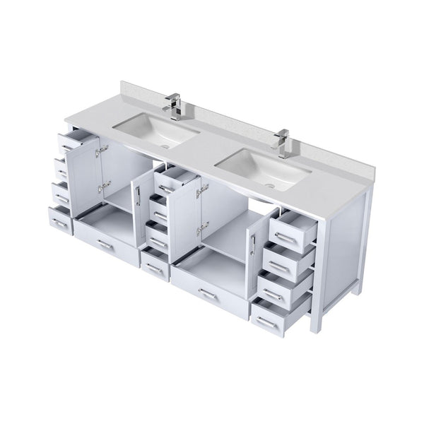 English Elm White Double Bath Vanity With Cultured Marble Top, Chrome Faucet & Ample Storage For Modern Spaces B2731P259149-GIGA