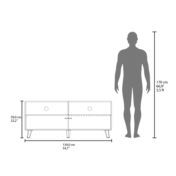 English Elm Patrick TV Stand for TVs up to 65" — Modern Black Entertainment Center with 2 Doors & Open Shelf B070P337098