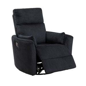 English Elm Black Corduroy Swivel Glider Recliner Chair - 360° Motion, Plush Cushioning, Sleek Black Upholstery B011P383307