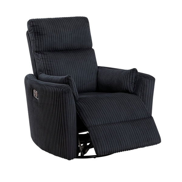 English Elm Black Corduroy Swivel Glider Recliner Chair - 360° Motion, Plush Cushioning, Sleek Black Upholstery B011P383307