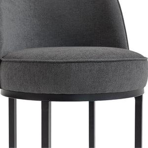 English Elm Counter Height Barstools Set of 2 Linen Upholstered Barrel Seat with Iron Legs Gray W395P410436