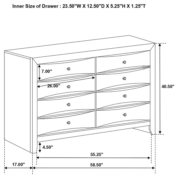 English Elm Isabel Modern Black 5-Piece Bedroom Set with Platform Storage, Beveled Drawer Fronts & Silver Hardware B062S00971