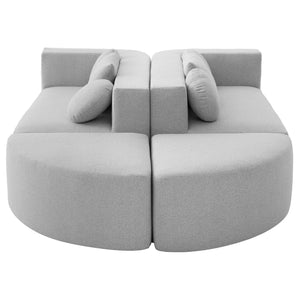 English Elm Boneless Modular Sectional Sofa with Curved Ends, Deep Bouclé Seating, Convertible Sofa Bed & Pillows for Living Room Grey N719S002120E