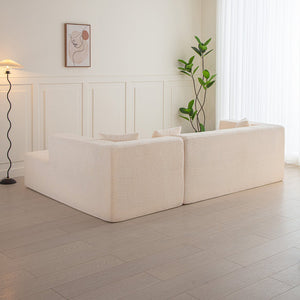 English Elm [Vedio provied] Modular 105.5" L-Shaped Sectional Sofa – Deep Tufted Beige Couch with Chaise, Modular Comfort W848S00040