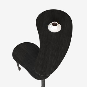 English Elm Contemporary rotatable cocktail table with 360° swivel top, sintered stone & MDF surface, space-saving design Black W2899P372752