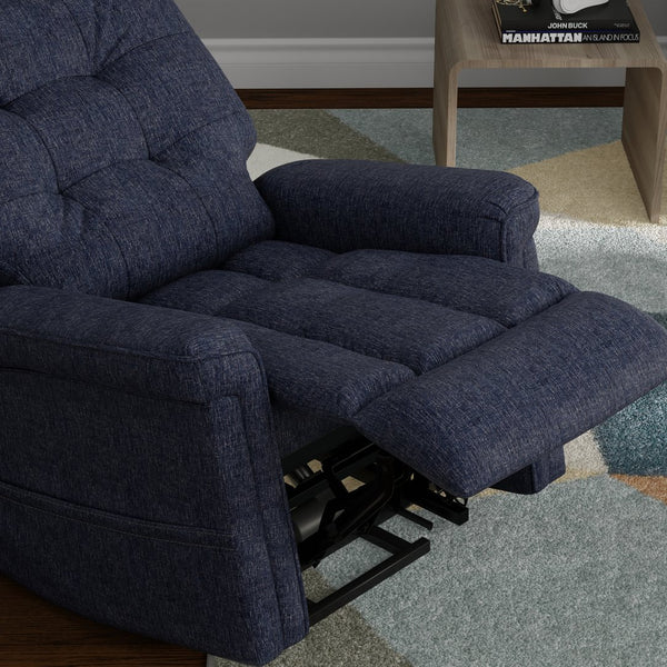 English Elm Velour Lugano Indigo Power Lift Chair with USB, Dual Pockets, Full Recline & Quiet Lift Mechanism B339P409525