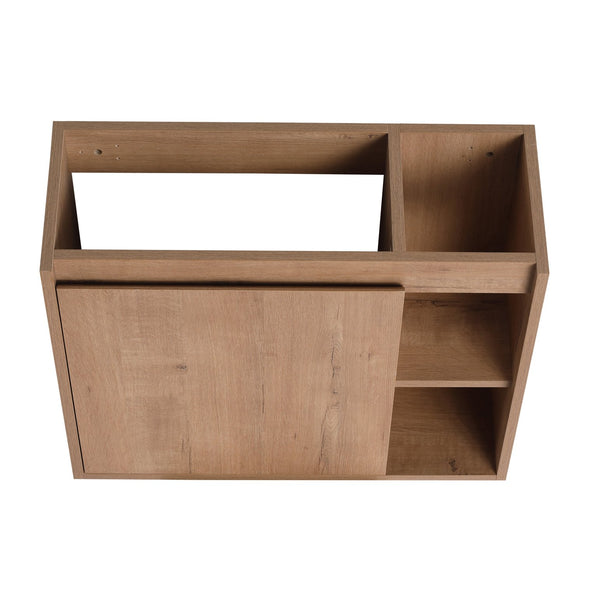 English Elm 24'' 24" Wall-Mounted Bathroom Vanity with Glossy White Ceramic Sink, Soft-Close Door & Scratch-Resistant Finish W999P310766